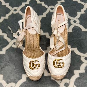 Gucci woman platform leather espadrilles